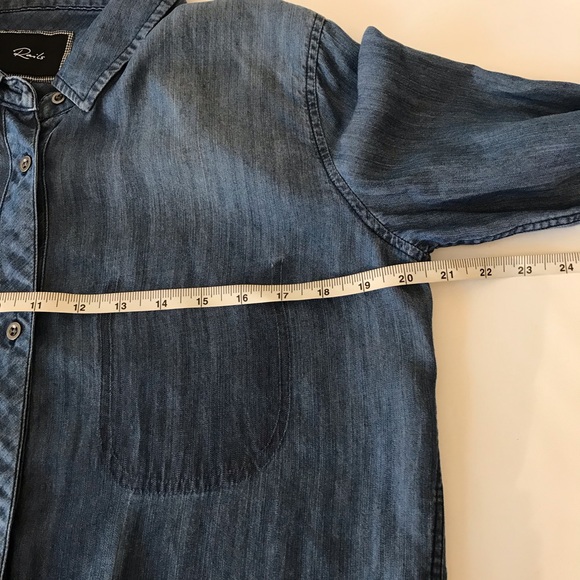 Rails Blue Distressed Denim Button Down Shirt - Picture 5 of 7